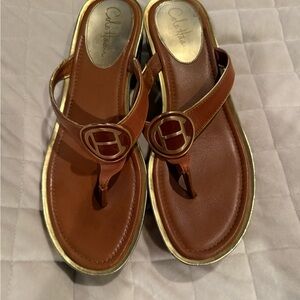 Cole Haan Women's Brown and Gold Sandals
